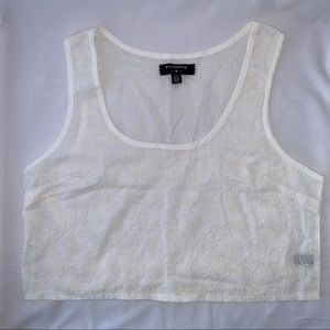 By Corpus Sheer Embroidered Boxy Crop Tank CA